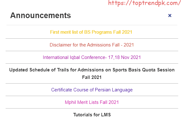 Islamia University Bahawalpur Mphil MS MSC Merit List