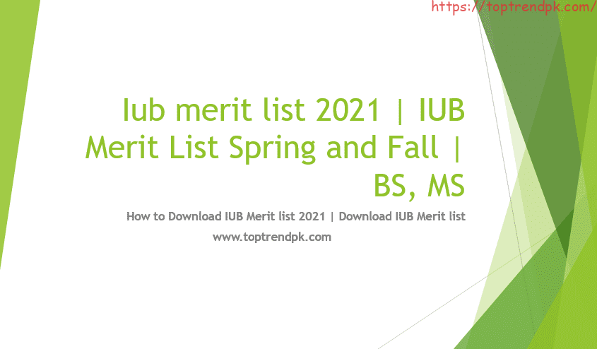 IUB merit List 2021