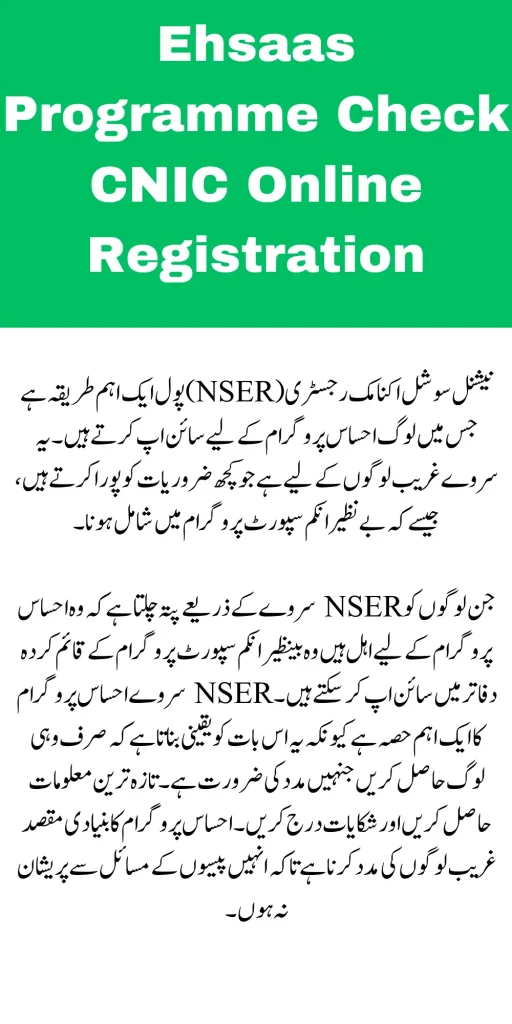 Steps to Check Your Ehsaas Program CNIC through NSER