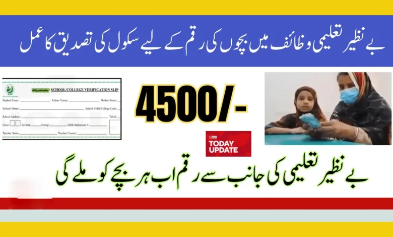 School verification slip by benazir taleemi wazaif for 4500